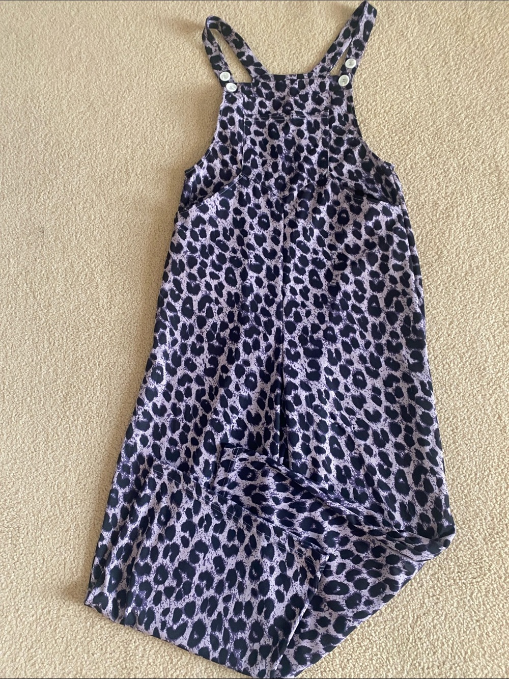 XSMALL.  HALARA LEOPARD WAFFLE  WIDE LEG OVERALLS - Picture 5 of 9
